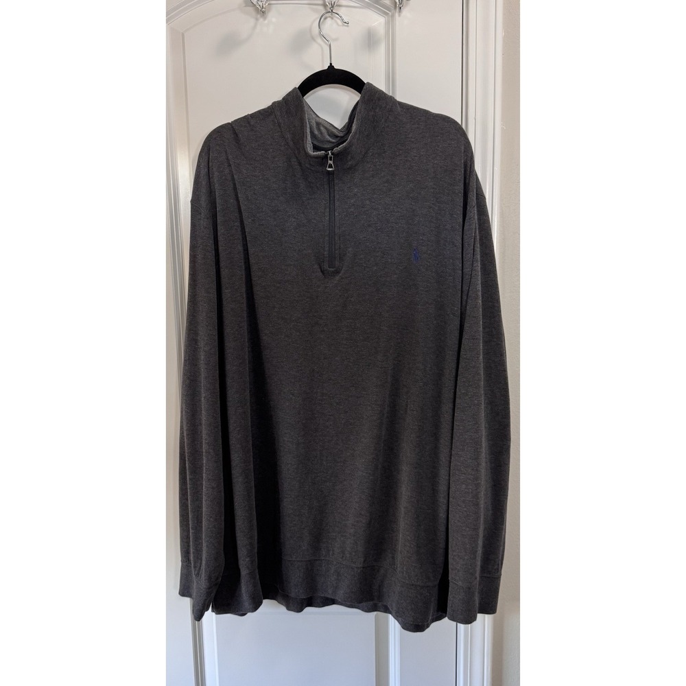 Polo Ralph Lauren‎ 1/4 Zip Sweatshirt Men's 3XLT Gray Pullover Sweater Preppy